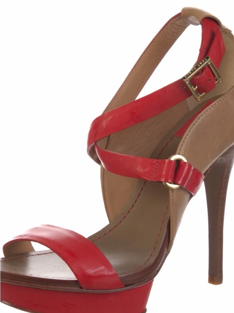 Tory Burch Red Leather Ankle-Strap Sandals
